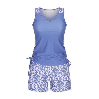 Women's Tummy Control Tankini Set with Built-In Bra – Flattering Boho Swimwear with Shorts💝