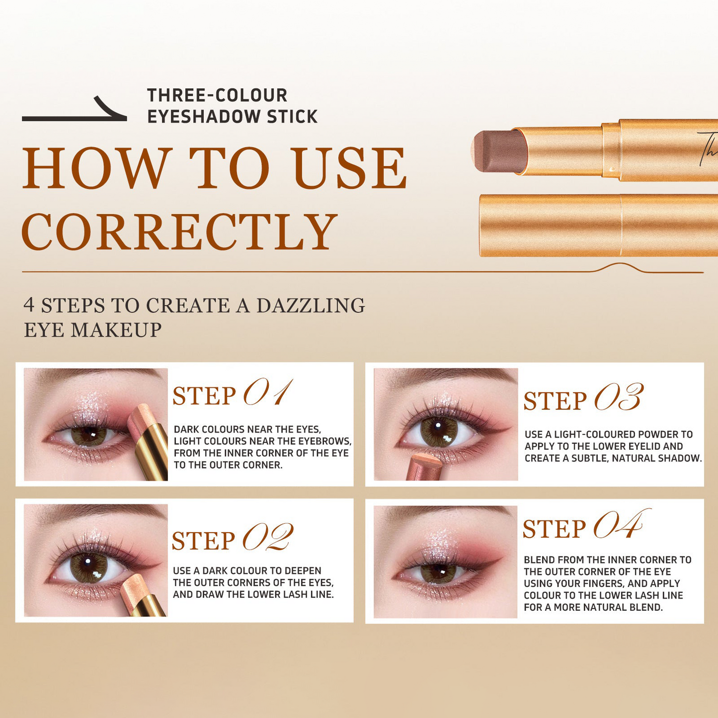 ✨ 3-in-1 Shimmer Eyeshadow Stick | One Swipe, Stunning Eyes 💖
