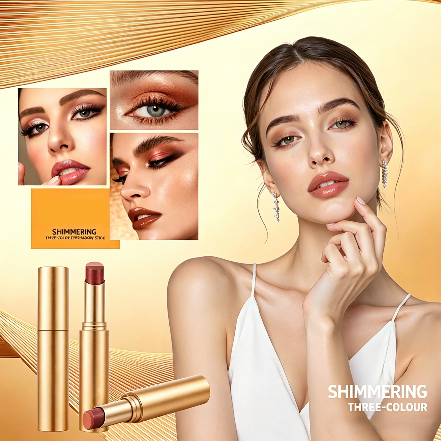 ✨ 3-in-1 Shimmer Eyeshadow Stick | One Swipe, Stunning Eyes 💖