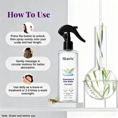 Skavix™ Nature x Science Rosemary Water with Rice Water |100% Natural Extract | Soft & Smooth Hair Non-Greasy