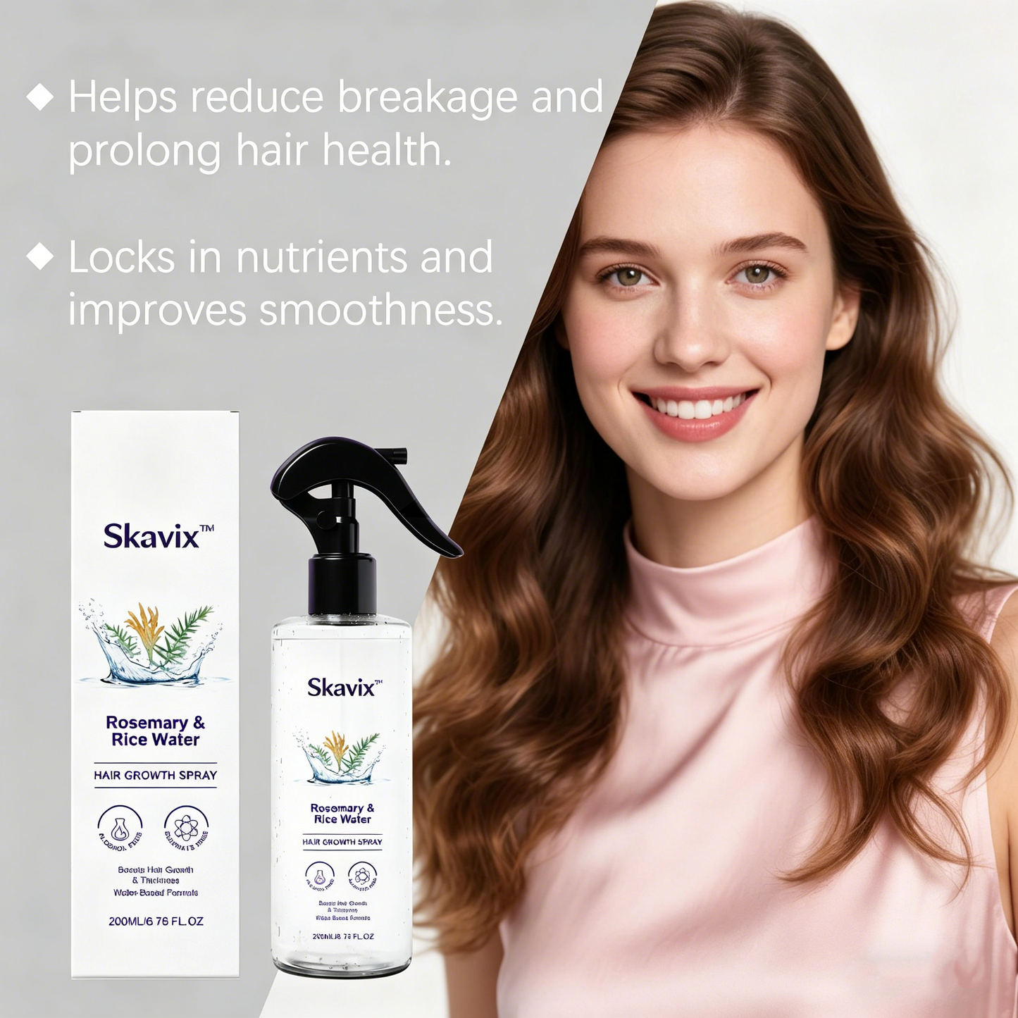 Skavix™ Nature x Science Rosemary Water with Rice Water |100% Natural Extract | Soft & Smooth Hair Non-Greasy