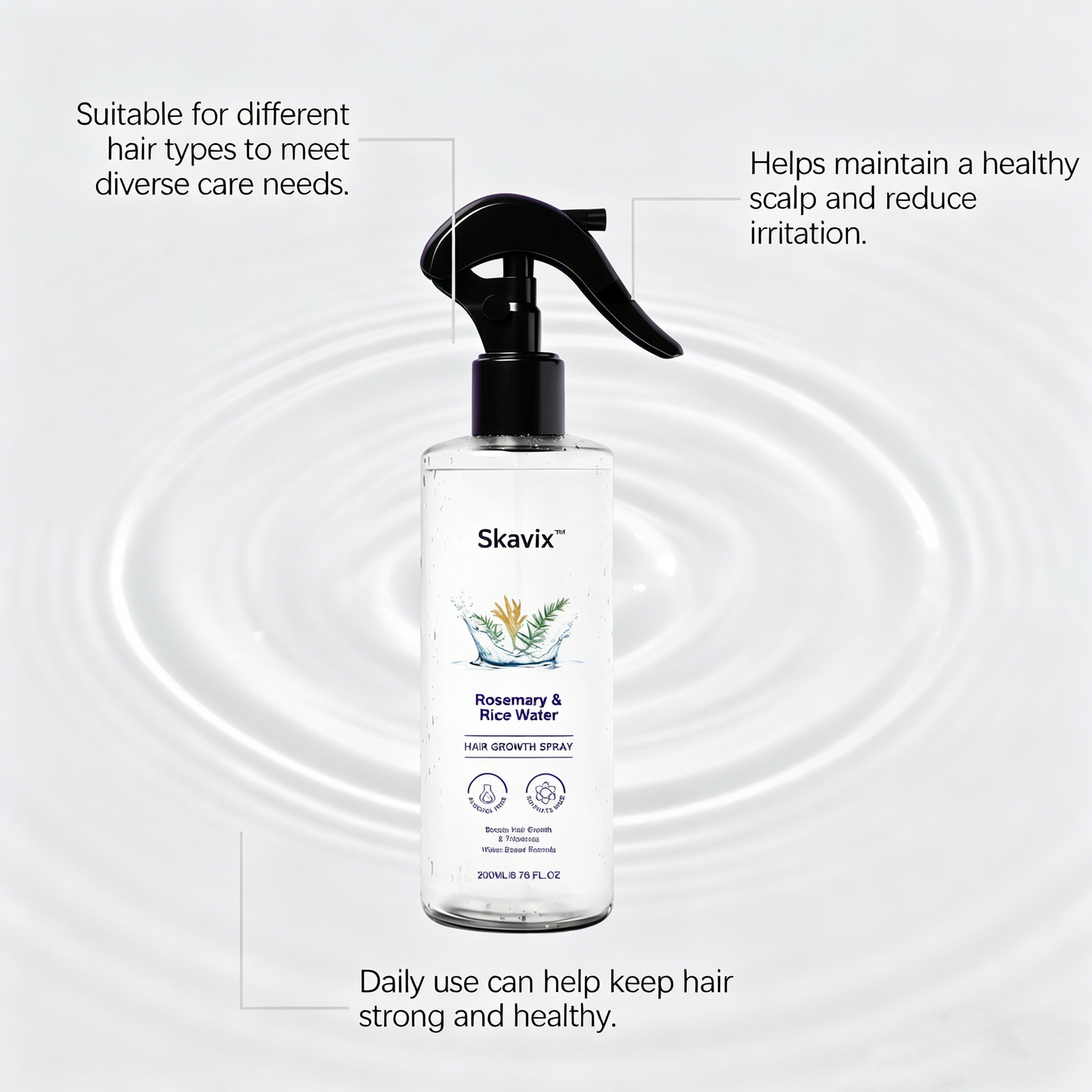 Skavix™ Nature x Science Rosemary Water with Rice Water |100% Natural Extract | Soft & Smooth Hair Non-Greasy