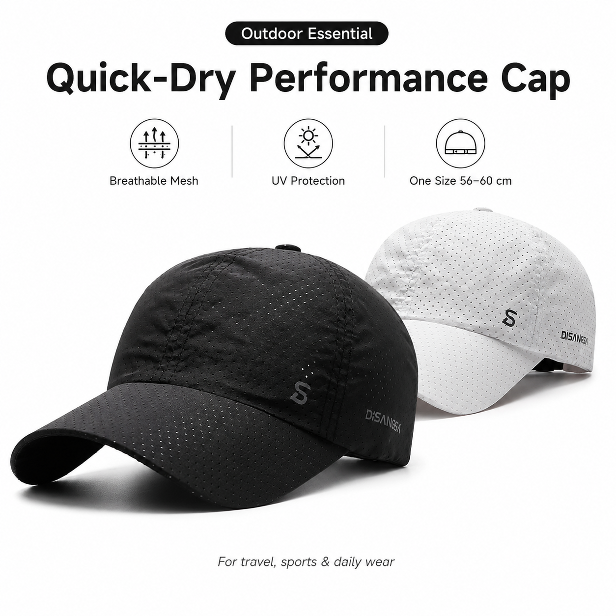 Quick-Dry UV Protection Baseball Cap – Breathable Adjustable Unisex Hat