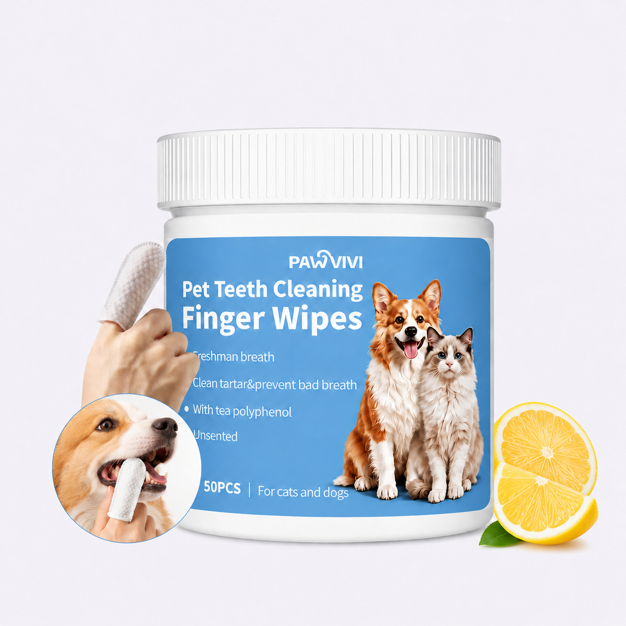 PAWVIVI  Dog & Cat Teeth Cleaning Finger Wipes