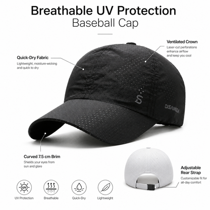 Quick-Dry UV Protection Baseball Cap – Breathable Adjustable Unisex Hat