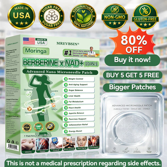 𝐌𝐑𝐄𝐕𝐁𝑺𝑰𝑵® Moringa · Berberine × NAD+ 10-in-1 Advanced Nano Microneedle Patch